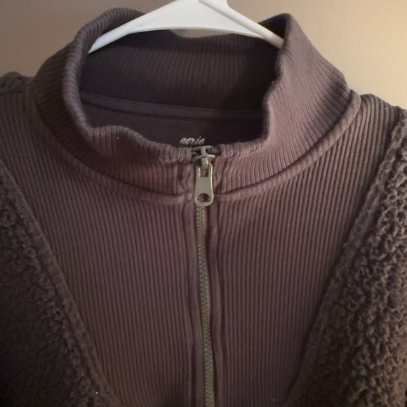 Aerie Black Sherpa Quarter-Zip Pullover - Picture 4 of 4